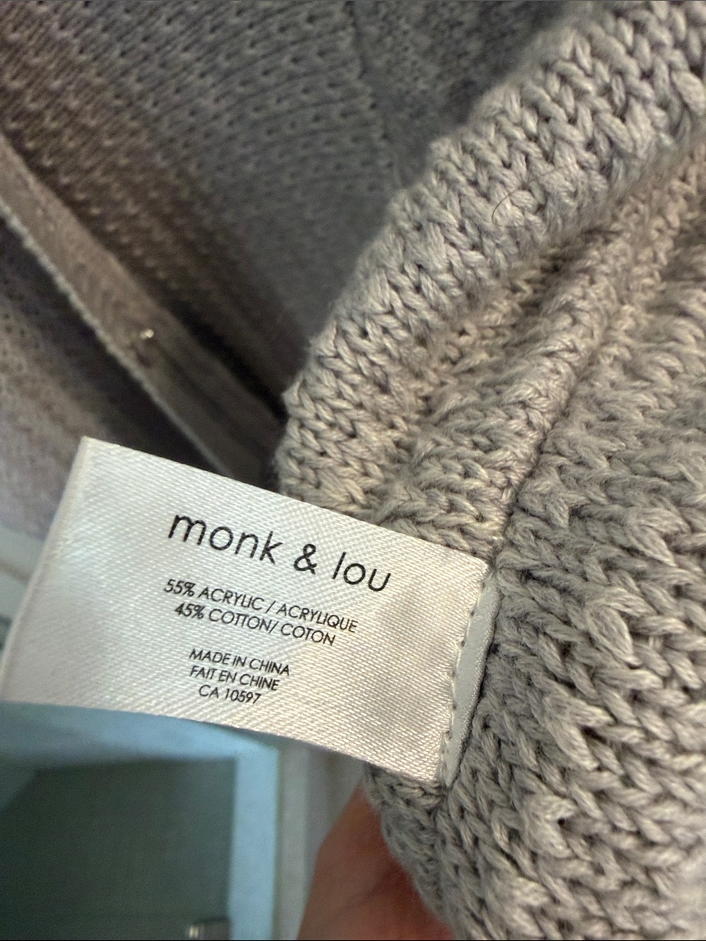 Light Gray Cable-Trim Open Cardigan Sweater - Picture 4 of 5